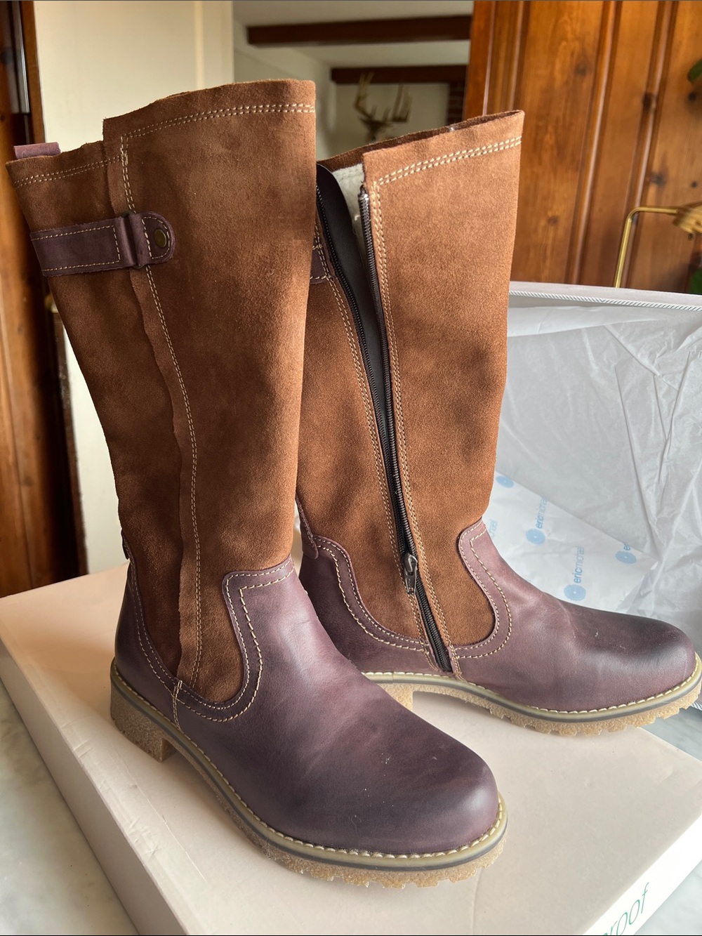 Eric Michael leather & suede waterproof boots “Marcella” Sz40 Made in Portugal